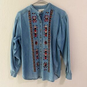 Vintage Sigrid Olsen Sport Embroidered Denim Shirt Women’s Small
